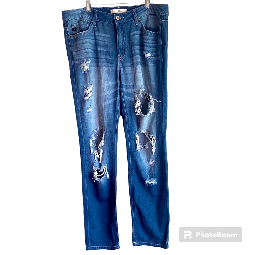 KanCan ripped mid rise boyfriend jeans